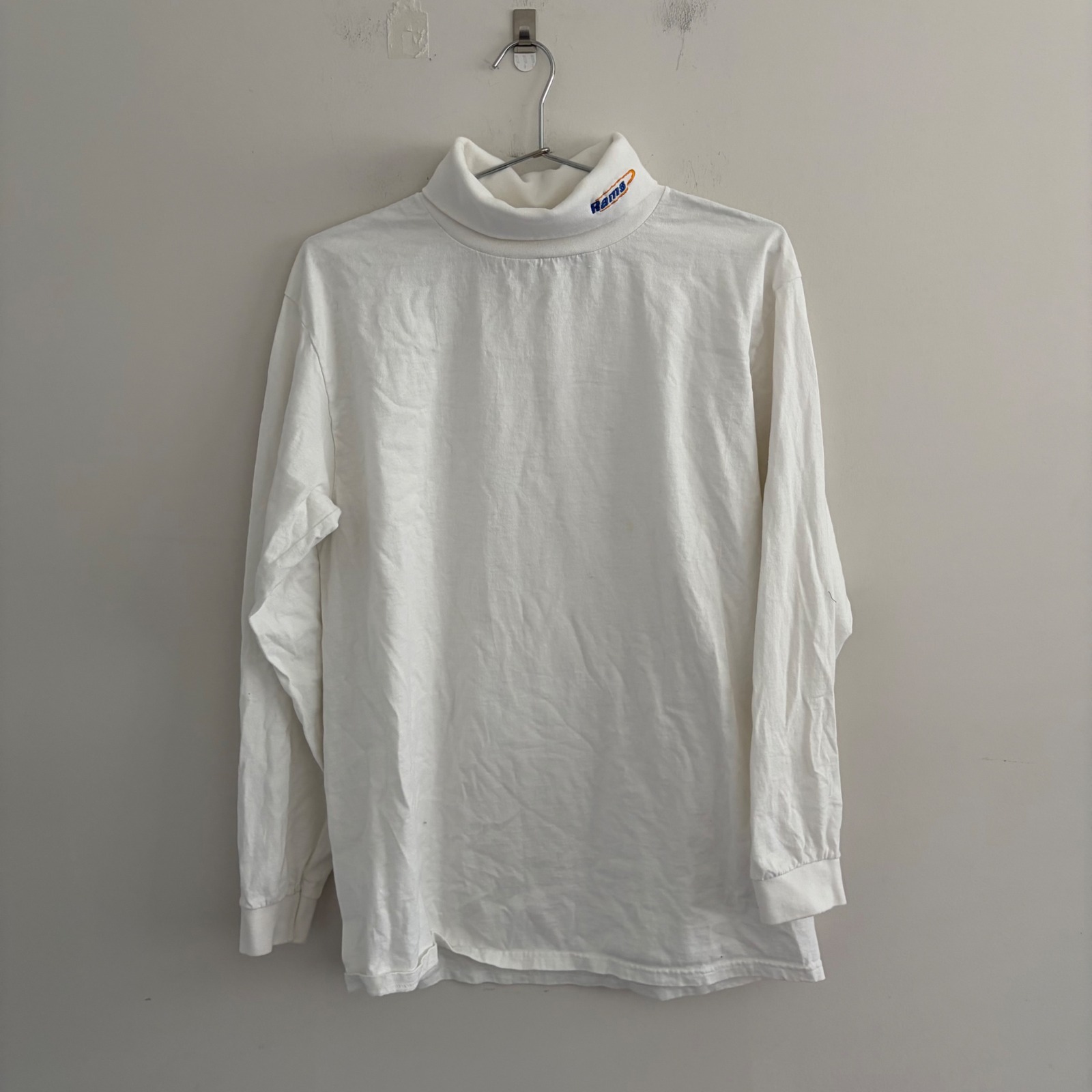 Vintage Csa St Louis Rams Mock Neck Long Sleeve Shirt White Mens Large